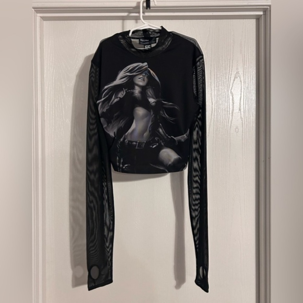 Bershka League of Legends long sleeve women’s mesh crop top Small
